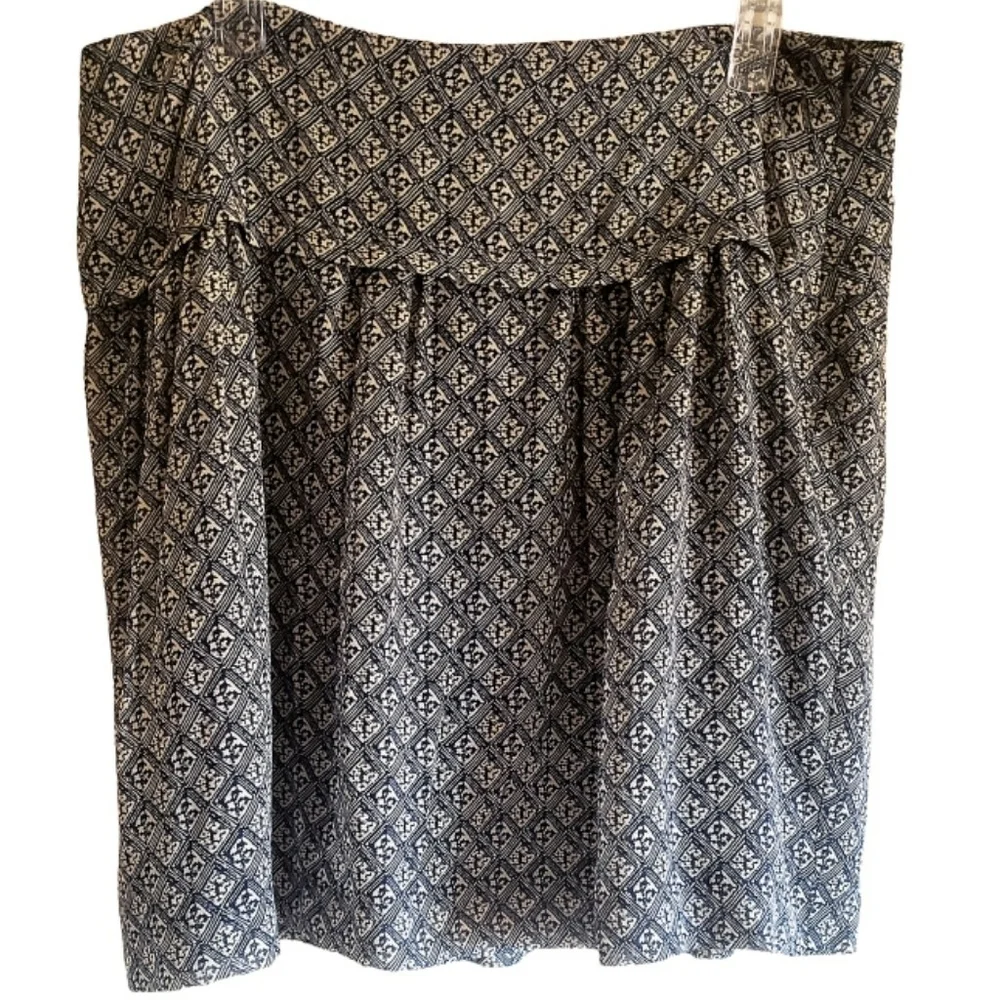 Madewell Silk Skirt Nico Mini Women's M Blue 100% Silk Print Lined Zipper Flared